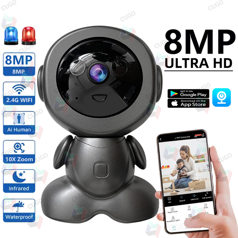 Smart Home Camera Ezviz - กล้องวงจรปิดไร้สาย 8MP แบบหมุนได้ PTZ พร้อมระบบตรวจจับเด็ก รองรับเสียงสองทาง