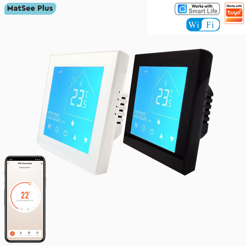 Smart Home Plus - เทอร์โมสตัทอัจฉริยะแบบ WiFi สำหรับเครื่องทำน้ำร้อน/หม้อต้มแก๊ส เทอร์โมสตัทไฟฟ้าสำหรับพื้น ควบคุมอุณหภูมิ รองรับ