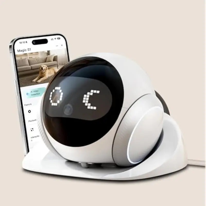 Smart Home Video - กล้องหุ่นยนต์สัตว์เลี้ยงในร่มแบบเคลื่อนย้ายได้ พร้อมแท่นชาร์จอัตโนมัติ ควบคุมผ่านแอปอัจฉริยะ ระบบเสียงสองทางและมองเห็นในที่มืดด้วยอินฟราเรด สำหรับการเฝ้าระวังบ้านเคลื่อนที่
