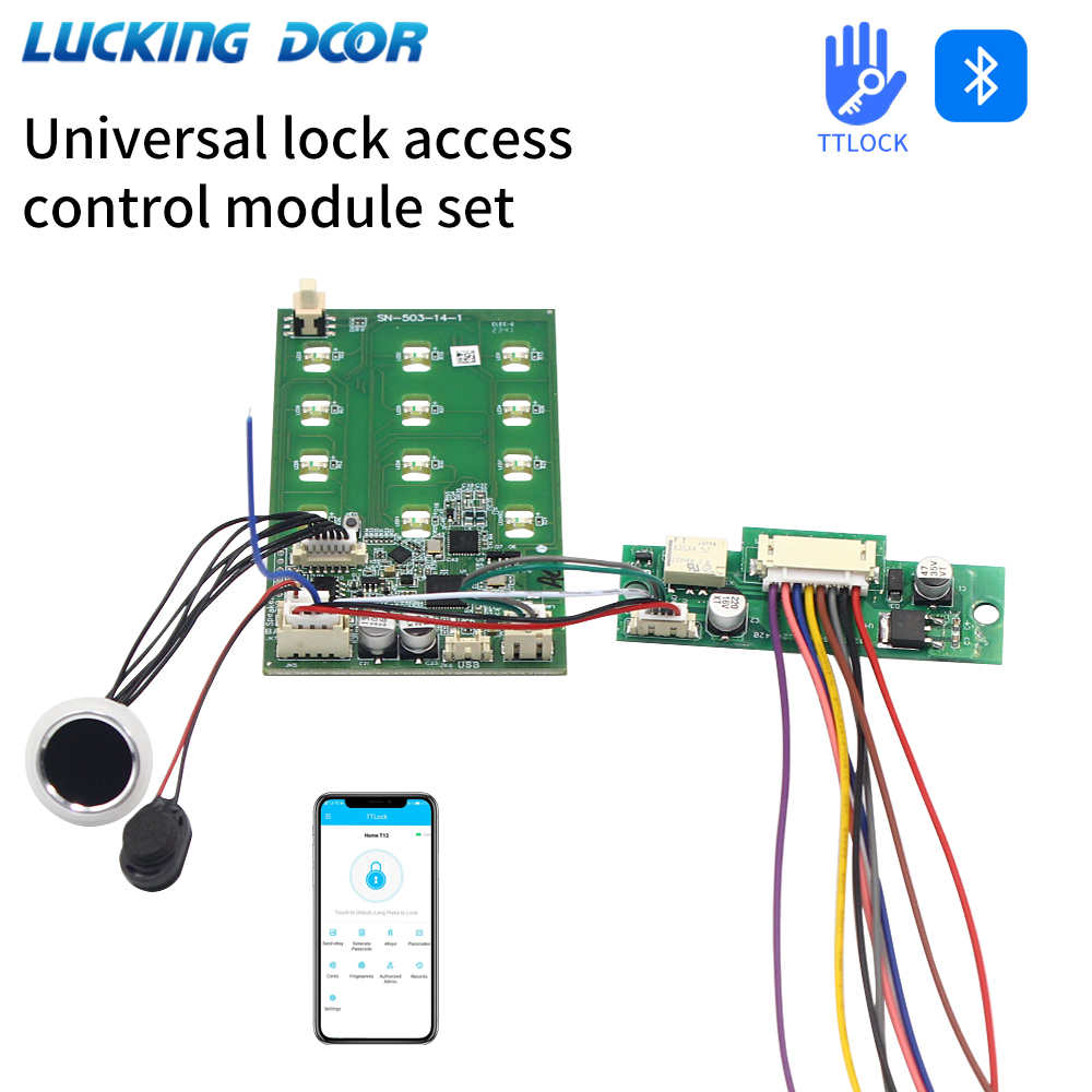 Smart Home Door Lock - TTLOCK ลายนิ้วมือสวิทช์ควบคุมการเข้าถึงโมดูล RFID IC การ์ดบลูทูธประตูล็อคโมดูล App