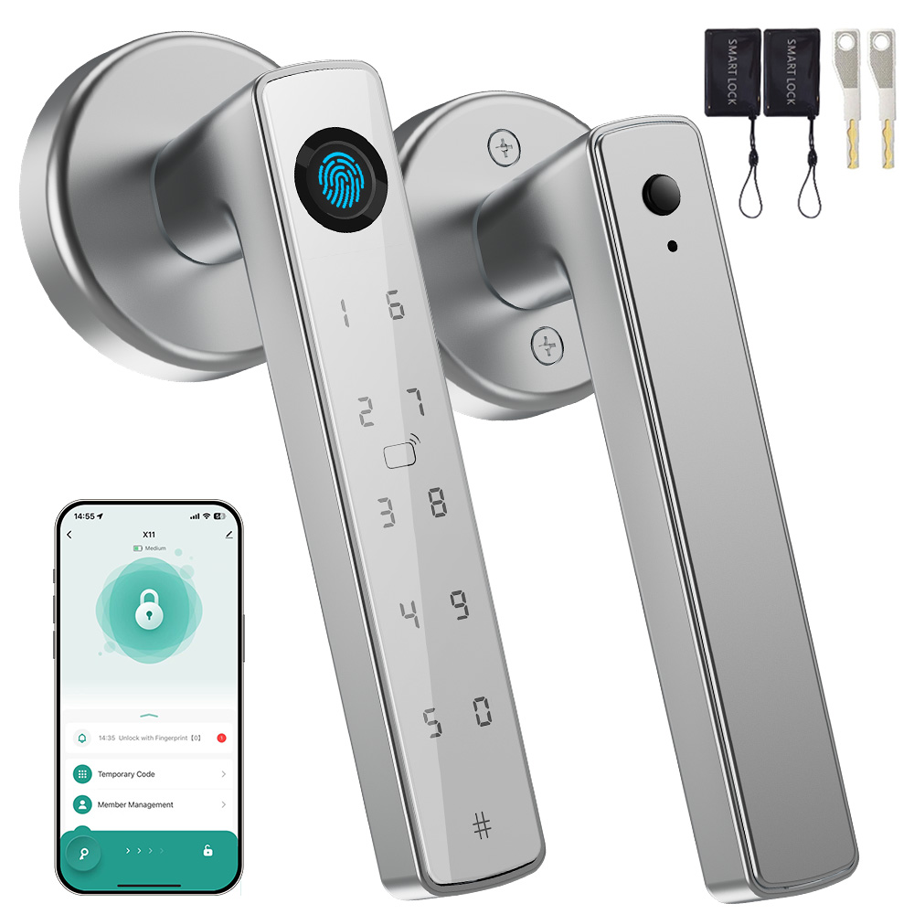 Smart Home Door Lock - YFK ล็อคประตูอัจฉริยะ Tuya พร้อมมือจับ ระบบสแกนลายนิ้วมือ รหัสผ่าน