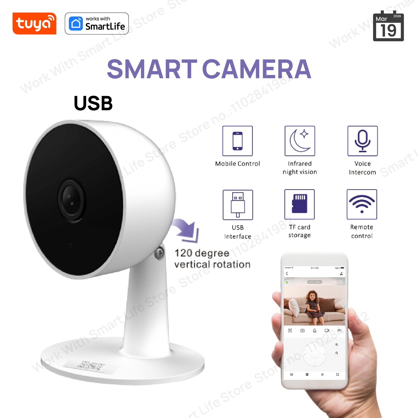 Smart Home Camera Ezviz - กล้องวงจรปิดอัจฉริยะ Tuya ความละเอียด 2MP HD สำหรับใช้ในบ้าน
